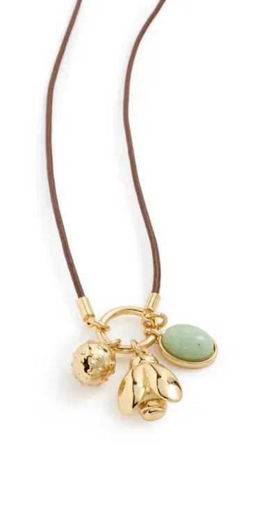 Madewell Bee Charm Cord Necklace Antique Gold One Size | Thumbnail 1