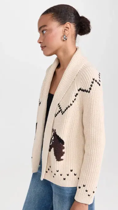 THE GREAT. The Horse Lodge Cardigan Cream | Thumbnail 4