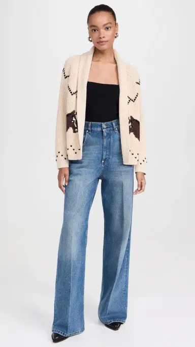 THE GREAT. The Horse Lodge Cardigan Cream | Thumbnail 5