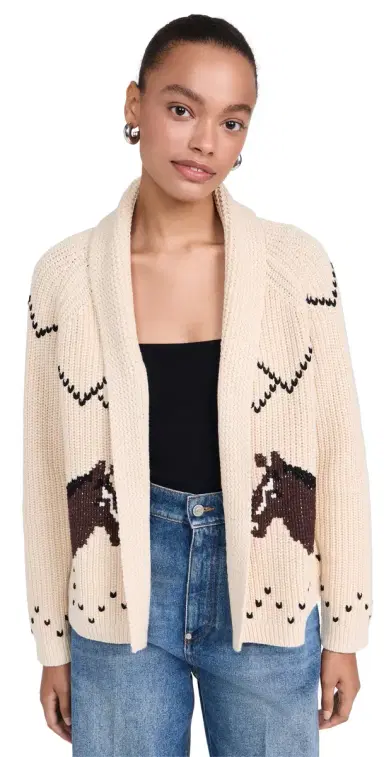 THE GREAT. The Horse Lodge Cardigan Cream | Thumbnail 1
