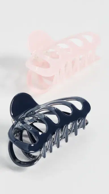 By Adina Eden Octopus Hair Claw Clip Set Pink and Navy | Thumbnail 2