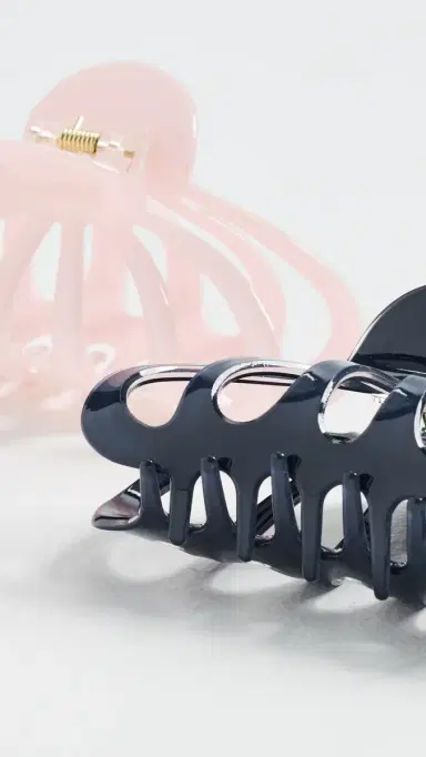 By Adina Eden Octopus Hair Claw Clip Set Pink and Navy | Thumbnail 4