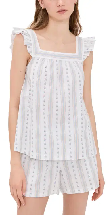 Petite Plume Woven Twill Clara Shorts et In Cottage tripe White | Thumbnail 1 Petite Plume Woven Twill Clara Shorts et In Cottage tripe White | Thumbnail 1