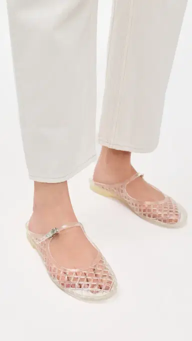 Tory Burch Mellow Mary Jane Jelly Flats Clear/Silver 6 | Thumbnail 3