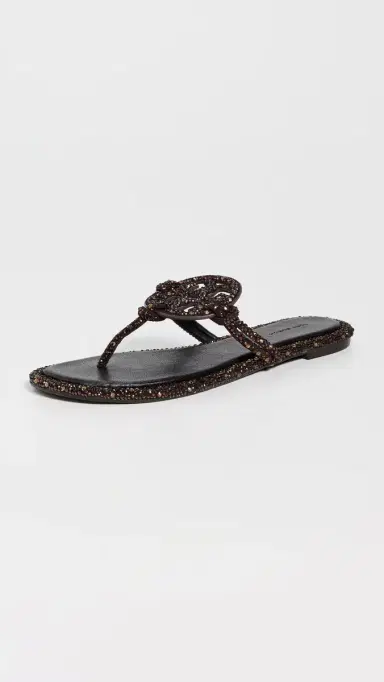 Tory Burch Miller Knotted Crystal Sandals Cocoa 8 | Thumbnail 2