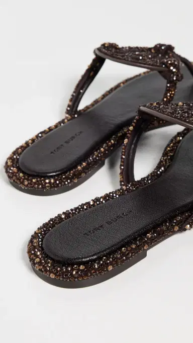 Tory Burch Miller Knotted Crystal Sandals Cocoa 8 | Thumbnail 4