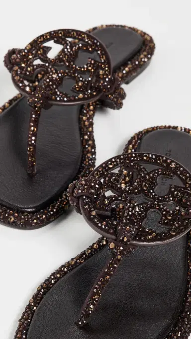 Tory Burch Miller Knotted Crystal Sandals Cocoa 8 | Thumbnail 6