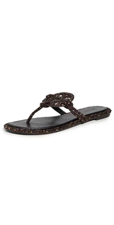 Tory Burch Miller Knotted Crystal Sandals Cocoa 8 | Thumbnail 1