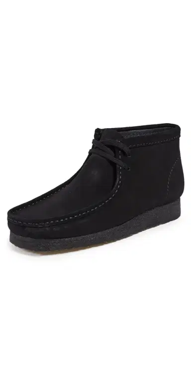Clarks Suede Wallabee Boots Black 8 | Thumbnail 1