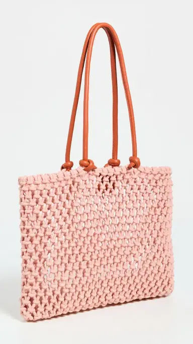 Clare V. Sandy Tote Blush w/ Bright Poppy Straps One Size | Thumbnail 5