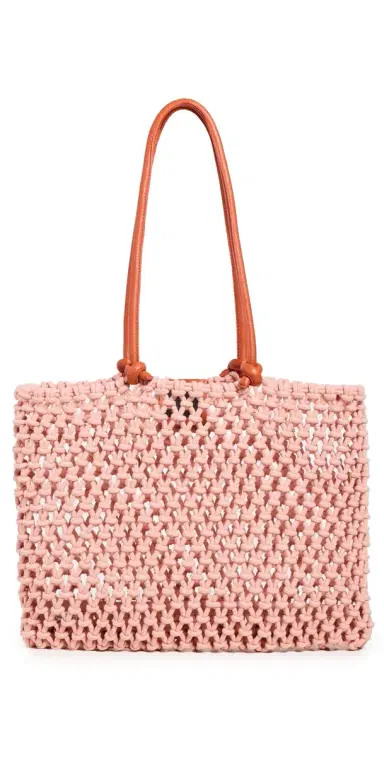 Clare V. Sandy Tote Blush w/ Bright Poppy Straps One Size | Thumbnail 1