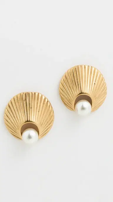 Galley Los Angeles Meeghan Earrings Gold/Pearl One Size | Thumbnail 2