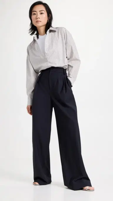 Tibi Tropical Wool Stella Pants Navy 4 | Thumbnail 2