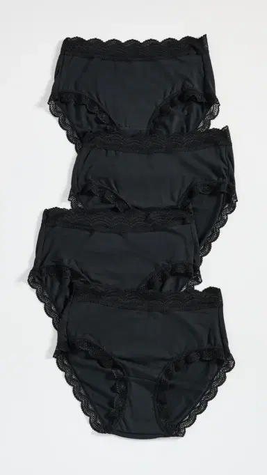Stripe & Stare High Rise Knickers 4 Pack Black L | Thumbnail 2