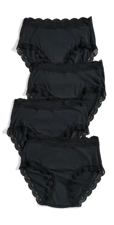 Stripe & Stare High Rise Knickers 4 Pack Black L | Thumbnail 1