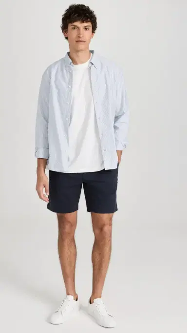PAIGE Phillips Shorts In Stretch Sateen 8'' Deep Anchor 30 | Thumbnail 5