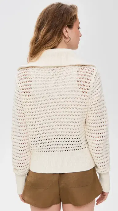 Varley Eloise Full Zip Knit Cardigan Egret M | Thumbnail 3