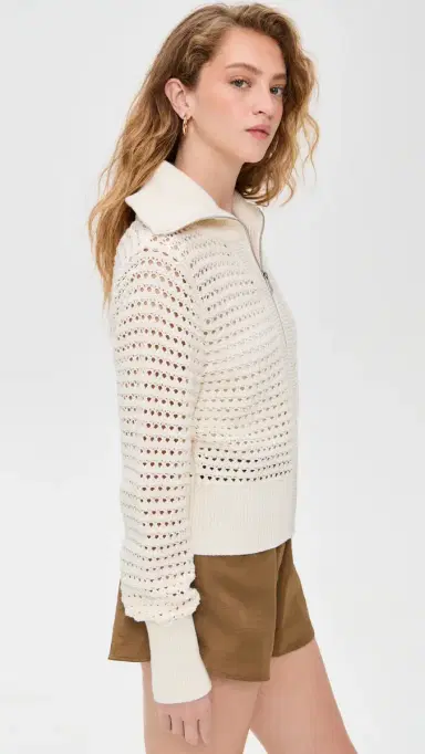 Varley Eloise Full Zip Knit Cardigan Egret M | Thumbnail 4