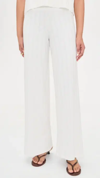 Splendid x @Cellajaneblog Wide Rib Flare Pants White M | Thumbnail 2