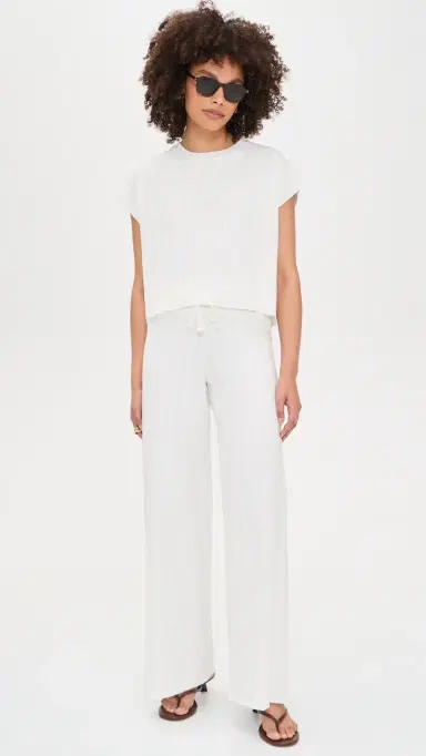 Splendid x @Cellajaneblog Wide Rib Flare Pants White M | Thumbnail 5