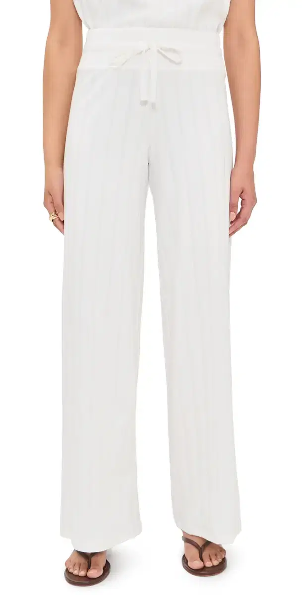 x @Cellajaneblog Wide Rib Flare Pants White