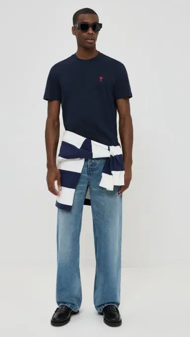 AMI ADC Classic Fit Red ogo Tee Night Blue | Thumbnail 5 AMI ADC Classic Fit Red ogo Tee Night Blue | Thumbnail 5