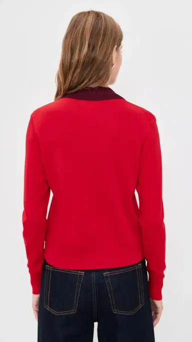 LE BOP Trompe L'oeil Layered Polo Red/Burgundy | Thumbnail 3 LE BOP Trompe L'oeil Layered Polo Red/Burgundy | Thumbnail 3