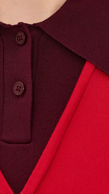 LE BOP Trompe L'oeil Layered Polo Red/Burgundy | Thumbnail 6 LE BOP Trompe L'oeil Layered Polo Red/Burgundy | Thumbnail 6