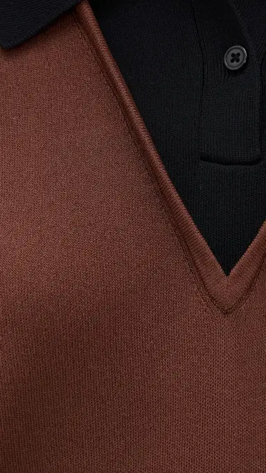 LE BOP Trompe 'Loeil Layered Polo Chocolate/Black | Thumbnail 6 LE BOP Trompe 'Loeil Layered Polo Chocolate/Black | Thumbnail 6