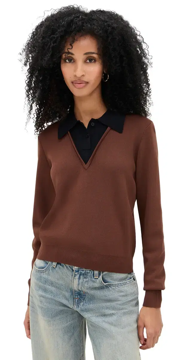 LE BOP Trompe 'oeil ayered Polo Chocolate/Black