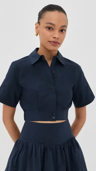 Simkhai Sabrina Button Down Top Midnight | Thumbnail 2 Simkhai Sabrina Button Down Top Midnight | Thumbnail 2