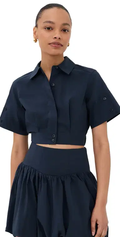 Simkhai Sabrina Button Down Top Midnight | Thumbnail 1 Simkhai Sabrina Button Down Top Midnight | Thumbnail 1