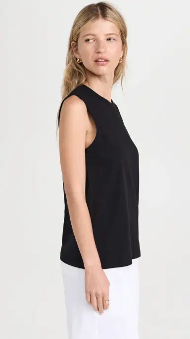 Another Tomorrow Sleeveless Tee Black L | Thumbnail 4 Another Tomorrow Sleeveless Tee Black L | Thumbnail 4