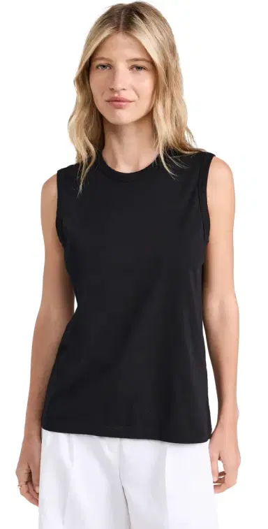 Another Tomorrow Sleeveless Tee Black L | Thumbnail 1 Another Tomorrow Sleeveless Tee Black L | Thumbnail 1