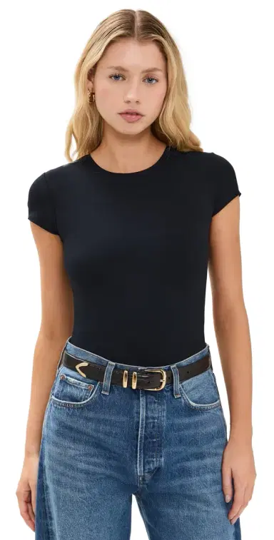 Commando Butter Luxe Cap Sleeve Thong Bodysuit Black | Thumbnail 1 Commando Butter Luxe Cap Sleeve Thong Bodysuit Black | Thumbnail 1