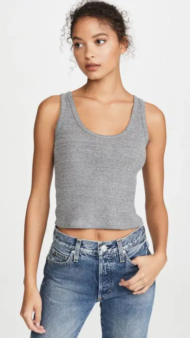 AMO Crop Rib Tank Heather Grey | Thumbnail 2
