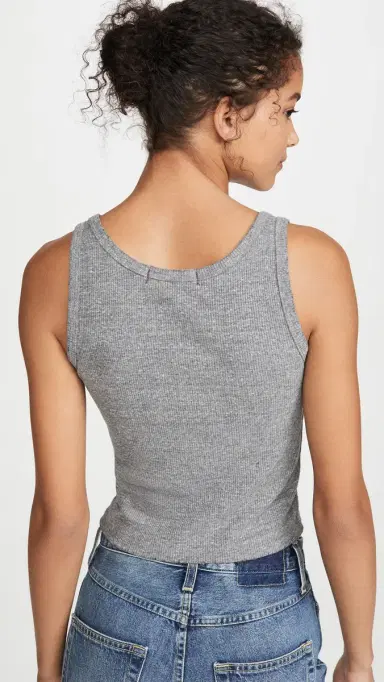 AMO Crop Rib Tank Heather Grey | Thumbnail 3