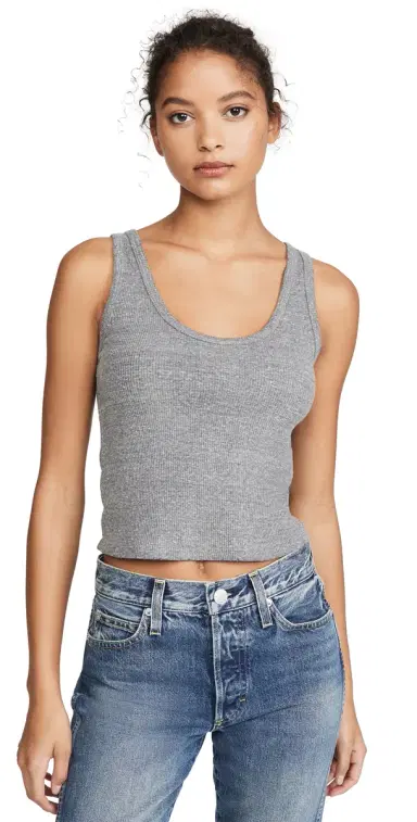 AMO Crop Rib Tank Heather Grey | Thumbnail 1