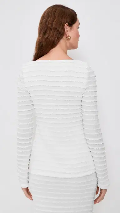 SEVEN WONDERS Adalee Ruffle Texture Top White | Thumbnail 3