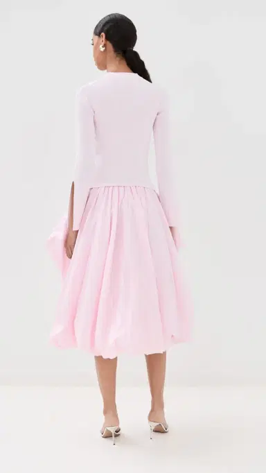 SIMKHAI Kenlie Long Sleeve Mock Neck Midi Dress Blush | Thumbnail 3 SIMKHAI Kenlie Long Sleeve Mock Neck Midi Dress Blush | Thumbnail 3