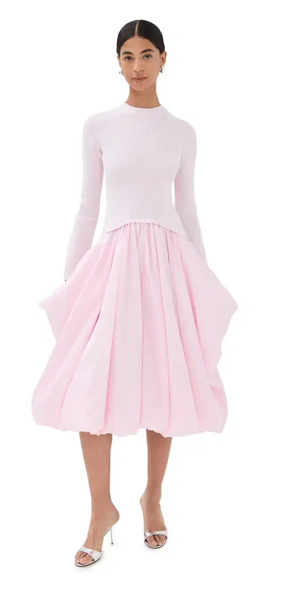 Kenlie Long Sleeve ock Neck idi Dress Blush Kenlie Long Sleeve ock Neck idi Dress Blush