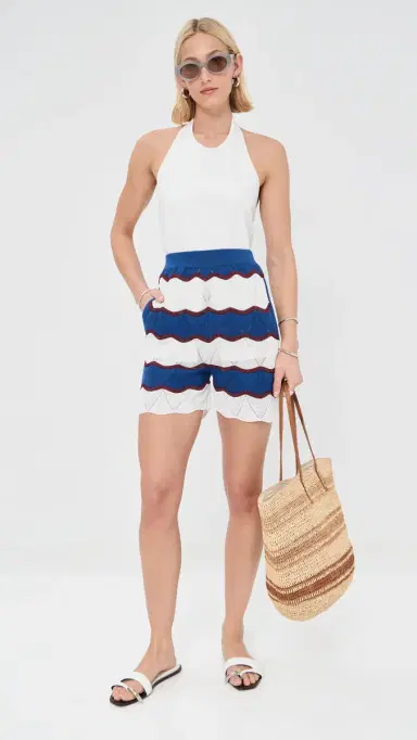 La DoubleJ Hang Ten Shorts Colorblock Ecru/Blue/Copper | Thumbnail 2