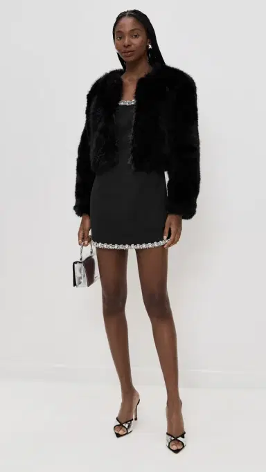 endless rose Rhinestone Tape Mini Dress Black | Thumbnail 5