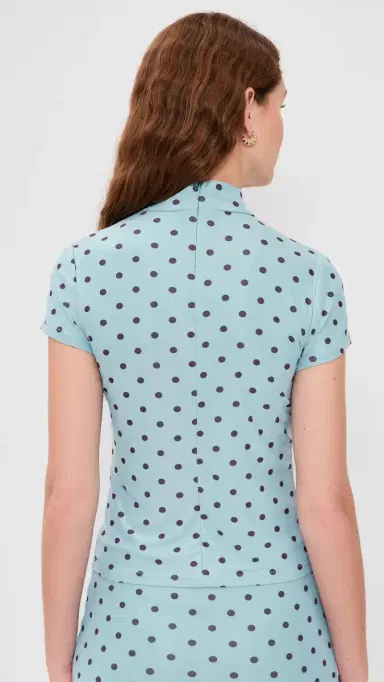 Another Girl Polka Dot Mesh High Neck Top | Thumbnail 3