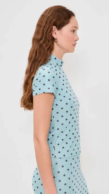 Another Girl Polka Dot Mesh High Neck Top | Thumbnail 4