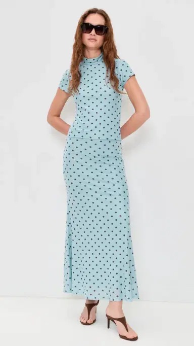 Another Girl Polka Dot Mesh High Neck Top | Thumbnail 5