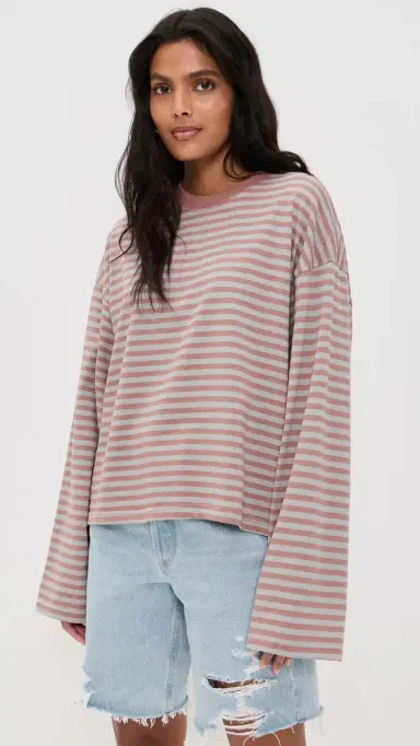 LIONESS Bloom Long Sleeve Tee Muted Pastels Stripe | Thumbnail 2