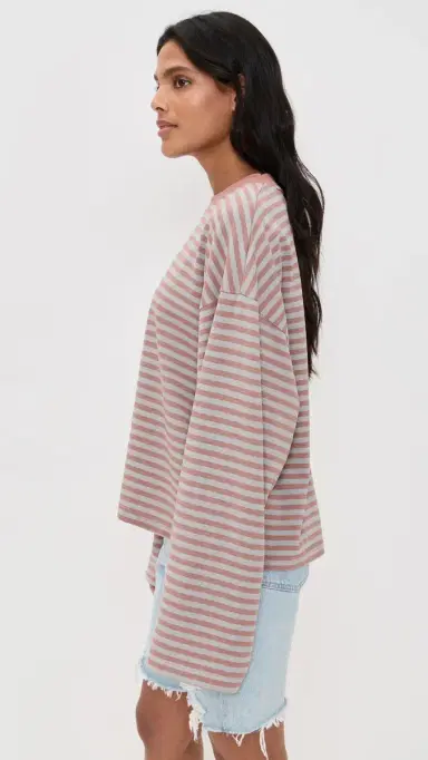 LIONESS Bloom Long Sleeve Tee Muted Pastels Stripe L | Thumbnail 4