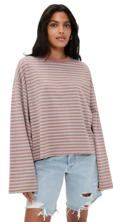 LIONESS Bloom Long Sleeve Tee Muted Pastels Stripe | Thumbnail 1