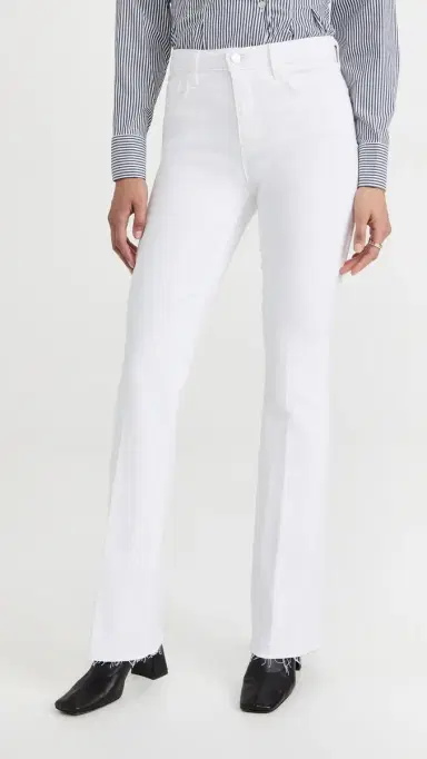 L'Agence Ruth Straight Raw Hem Jeans Blan | Thumbnail 2 L'Agence Ruth Straight Raw Hem Jeans Blan | Thumbnail 2